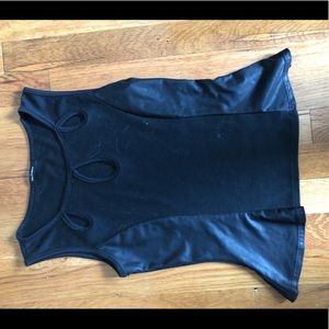 Black leather panelled peplum top in size small